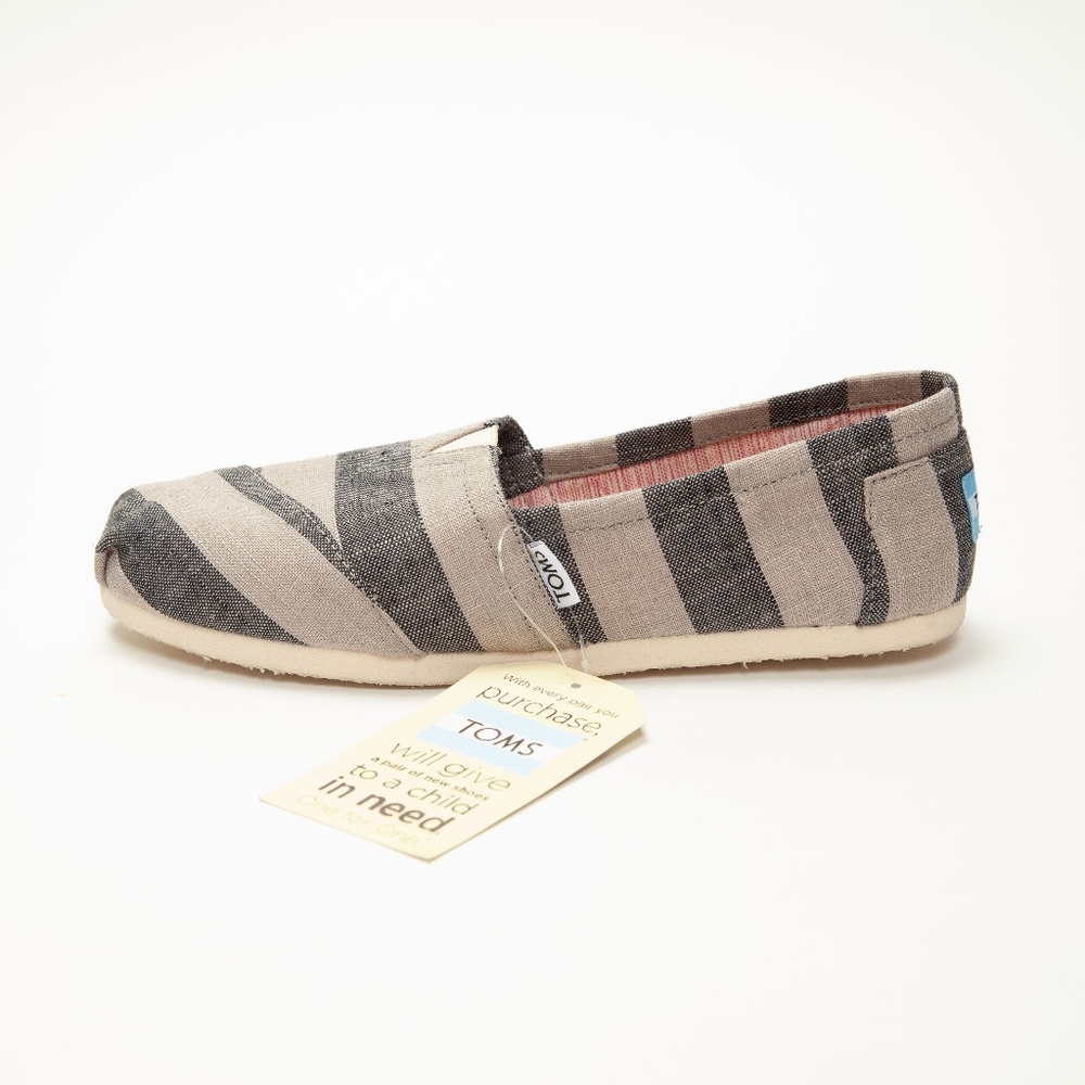 Toms Classic Gray Striped Canvas Shoes